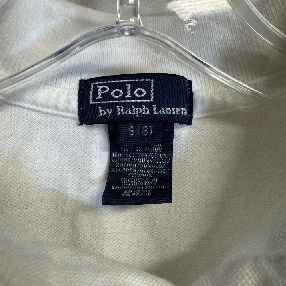 Ralph Lauren Polo Shirt Kids Size 8 White Collared Preppy Classic Preowned